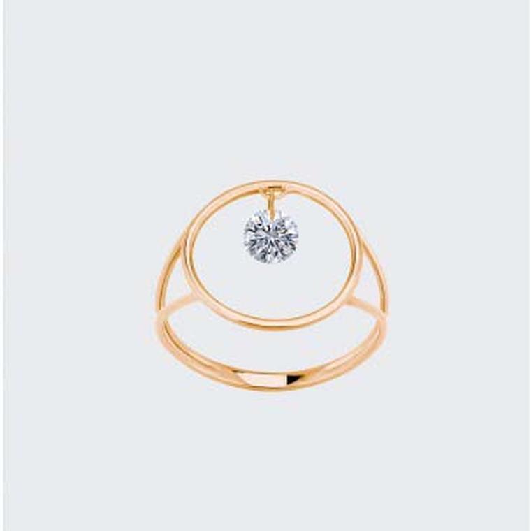 La Brune et La Blonde's rose gold Nude Diamond ring was crafted using an innovative technique that frees the diamond from a traditional setting, enabling it to be viewed from 360 degrees, optimising its brightness.
