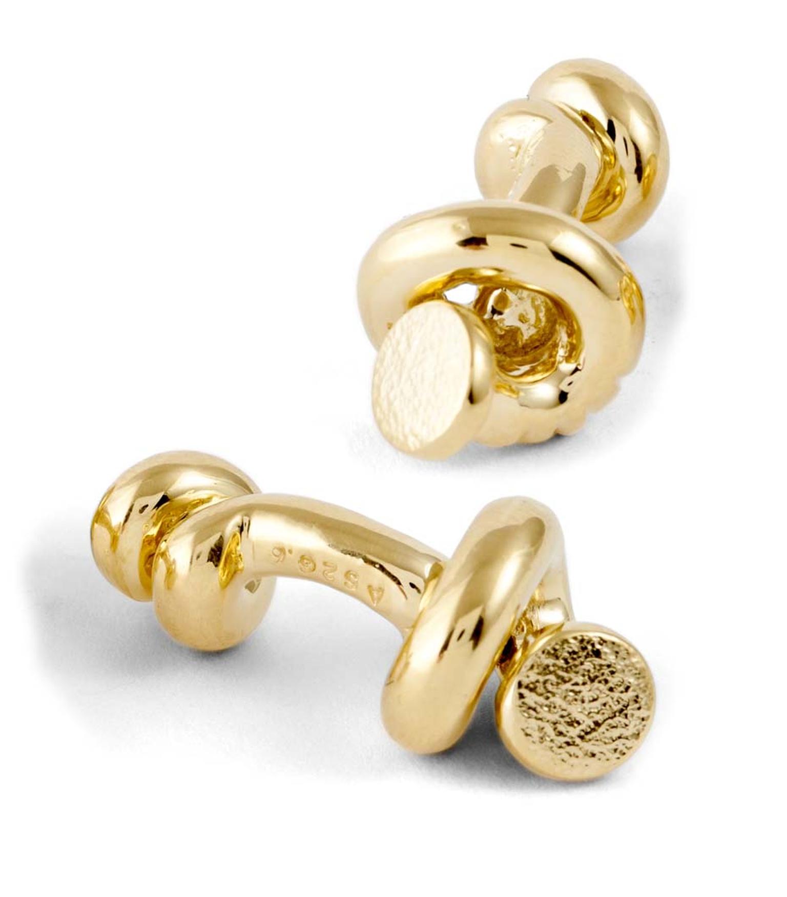 David Webb Tool Chest Collection Knotted Nail cufflinks feature the signature David Webb hammered finish at the head of each nail.