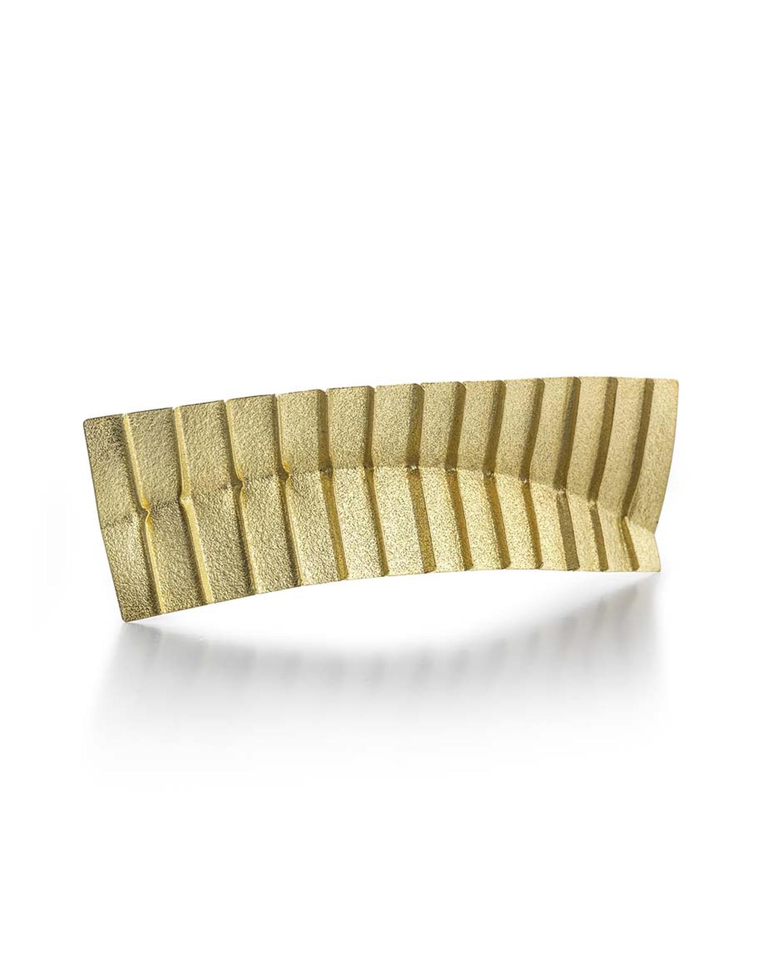 Jacqueline Mina OBE rectilinear pleated brooch in gold (£2,860).