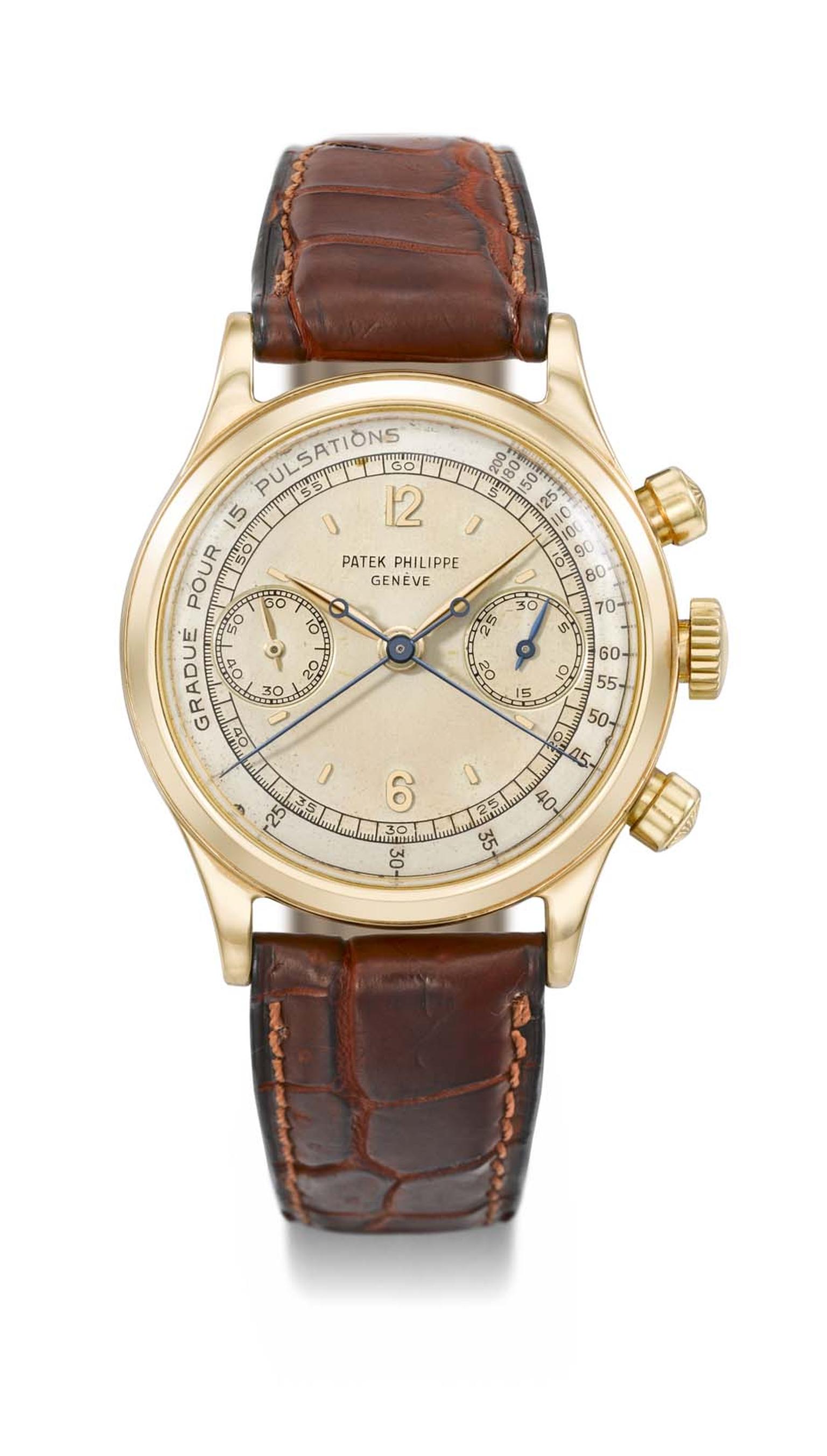 The man who turned Hublot into a global name, Jean-Claude Biver, is auctioning his personal Patek Philippe watch Reference 1563, a gold split-seconds chronograph with a two-tone dial and rare pulsometer scale.