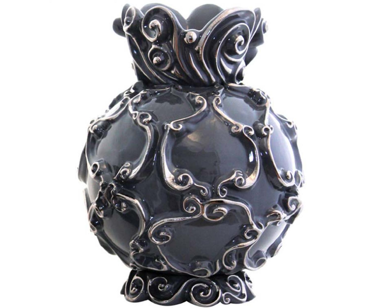 Jean Boggio grey earthenware Waves vase with platinum accents.