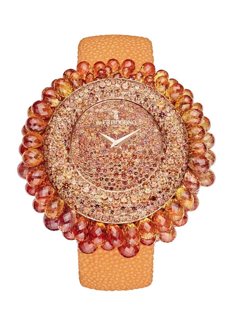 de GRISOGONO watches: a burst of gemstone sunshine with the new orange sapphire Grappoli watch
