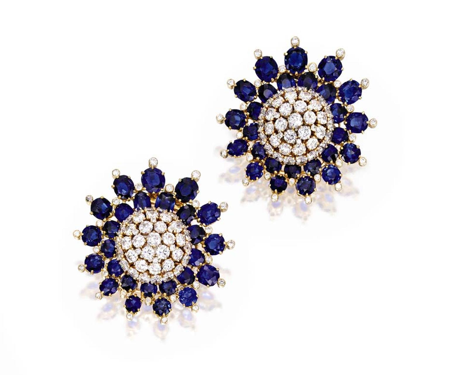 A pair of Van Cleef & Arpels brooches will also go under the hammer at the Bunny Mellon jewelry sale this November at Sotheby's New York. Shaped like two flower heads, the brooches are each set with 20ct of sapphires encircling a sparkling diamond corolla