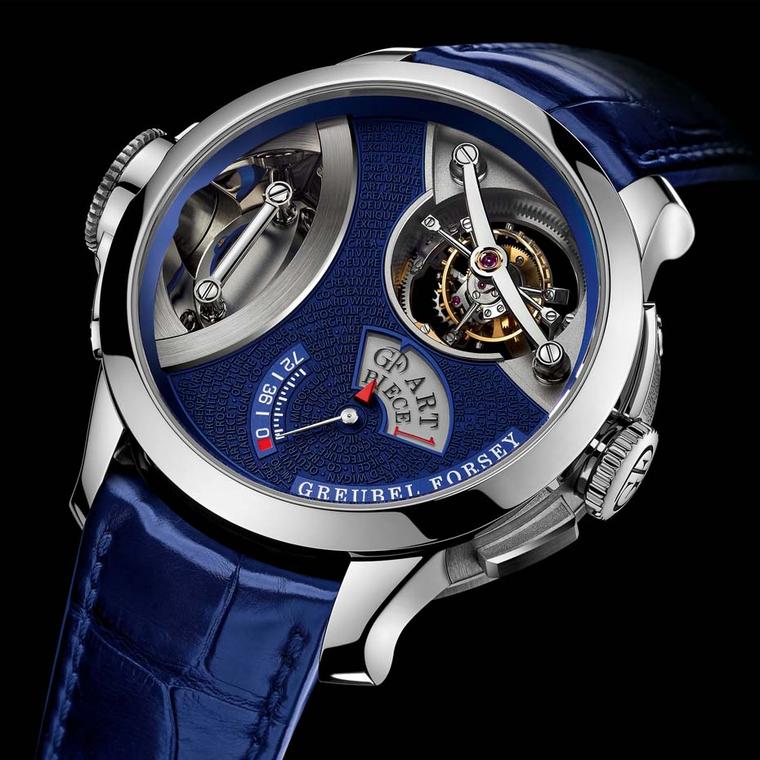 Greubel Forsey's Art Piece 1 watch incorporates a nano-sculpture of a gold caravel ship measuring a miniscule 0.31 x 0.95 x 1.22mm by British sculptor Willard Wigan.To view it, a microscope lens has been incorporated on the lateral crown.