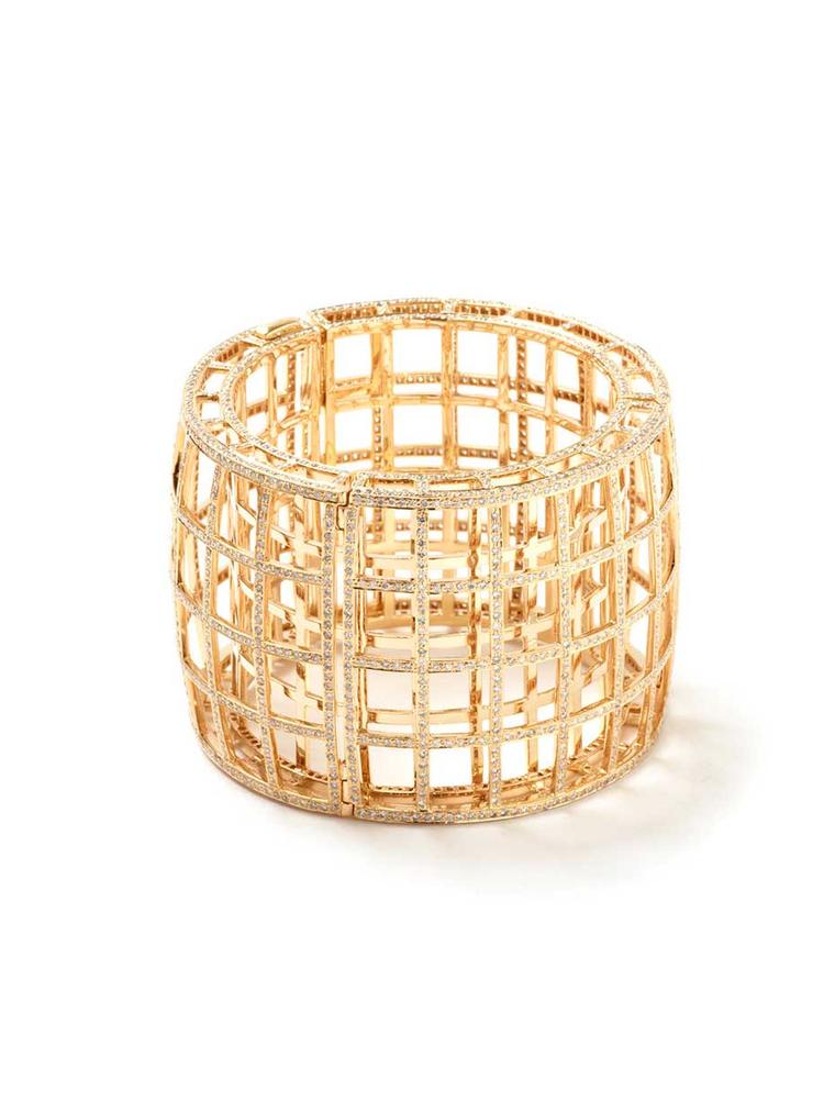 Maiyet gold Cage bracelet with diamonds, available from Latest Revival.