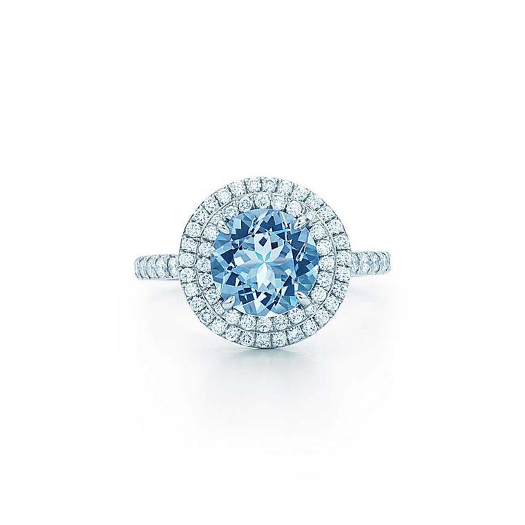 Tiffany & Co. Soleste platinum ring featuring a 1.25ct aquamarine and diamonds (£5,450).