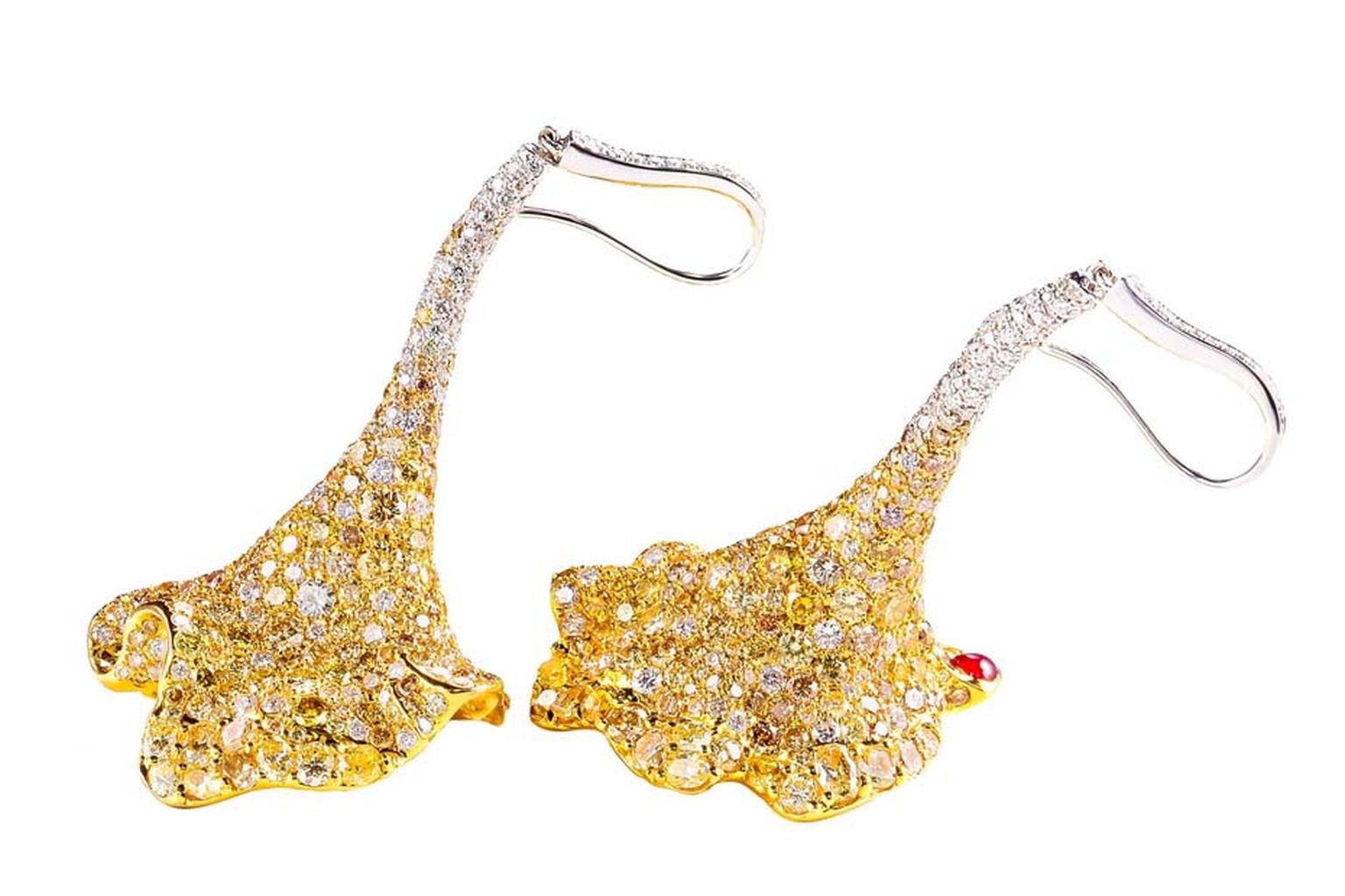 Chara Wen earrings with diamonds.
