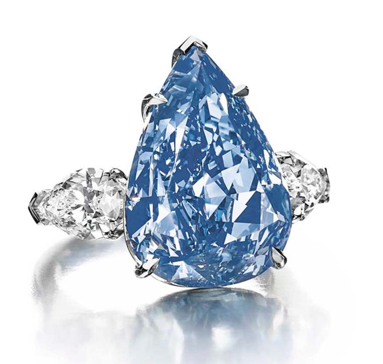 Harry Winston's "The Blue" diamond, a 13.22ct Fancy vivid blue pear-shaped diamond, is the largest flawless Fancy vivid blue diamond in the world. It was renamed "The Winston Blue" by its owner, Harry Winston.