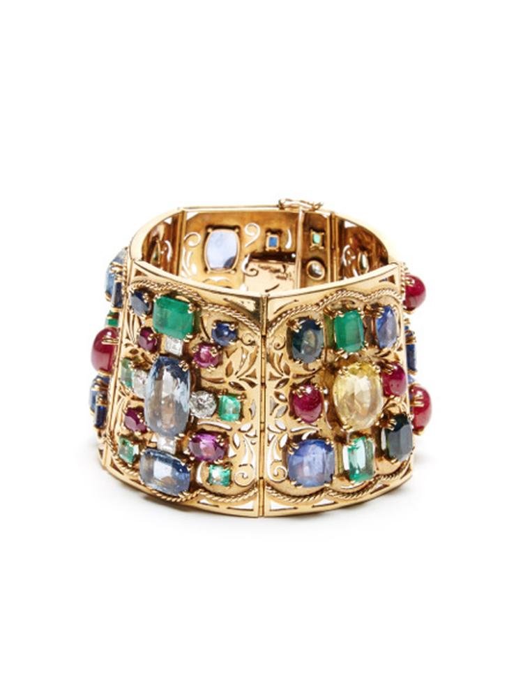FD Gallery's Lucien Goubet bracelet from 1935 set with sapphires, rubies, emeralds and diamonds. $280,000 at Moda Operandi.