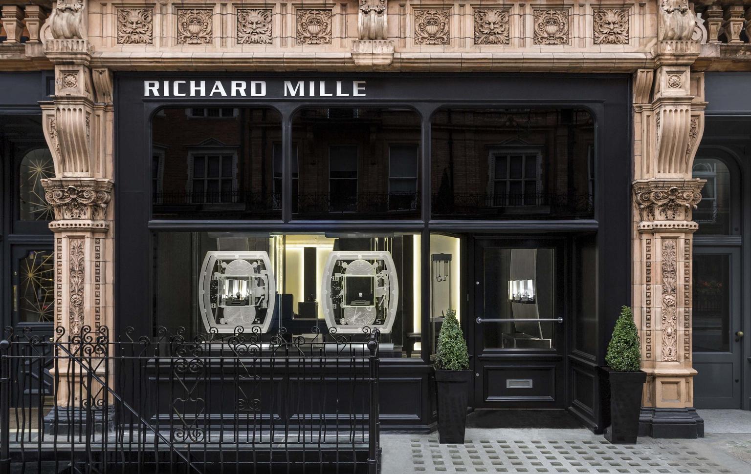 The facade of Richard Mille's new boutique in the exclusive Mayfair district of London, which is fast establishing itself as the new Mecca for high-end watch and jewellery brands.