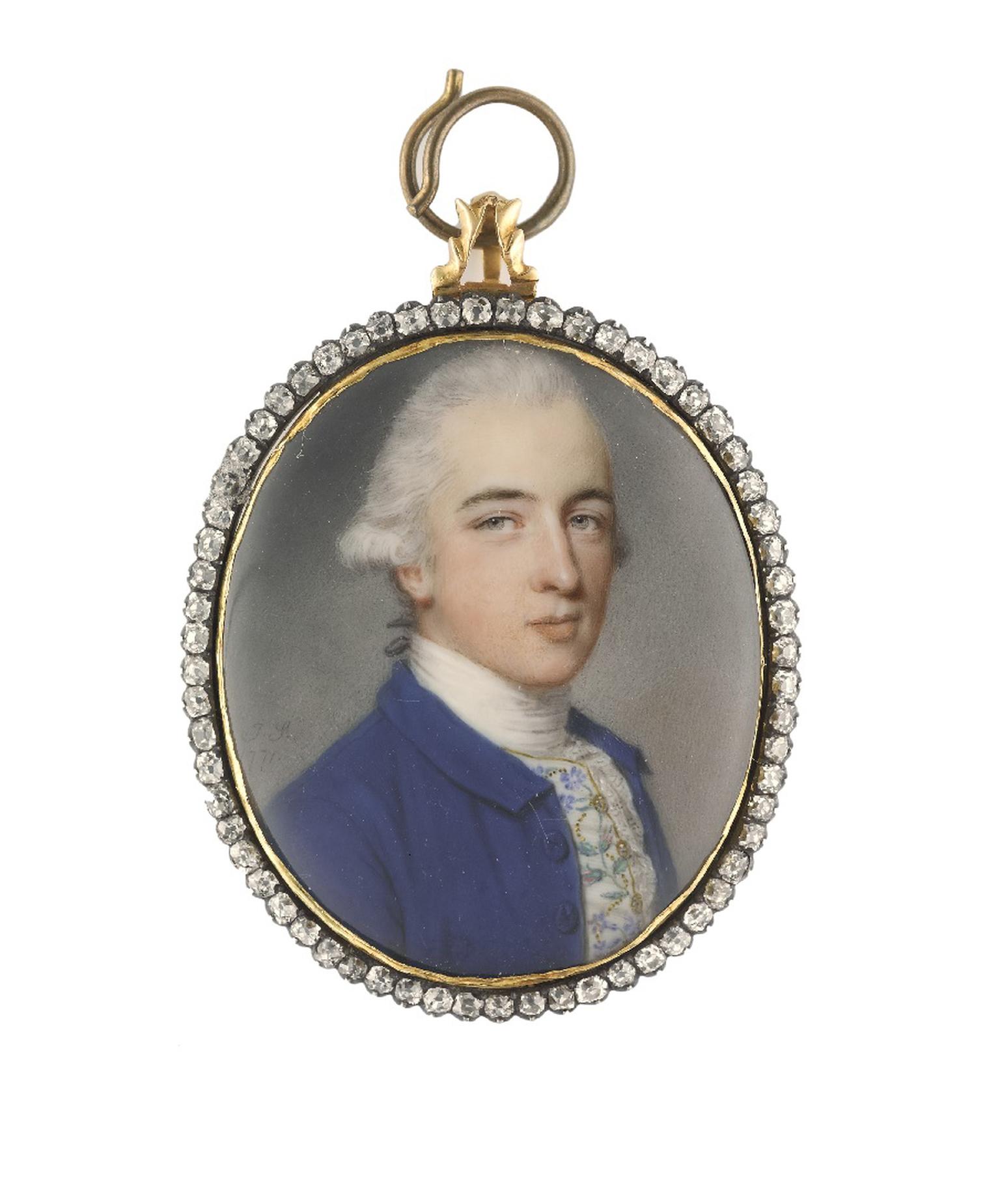 John Smart portrait miniature of Richard Twining, scion of the famous tea dynasty, surrounded by diamonds. Image by: Philip Mould & Company.