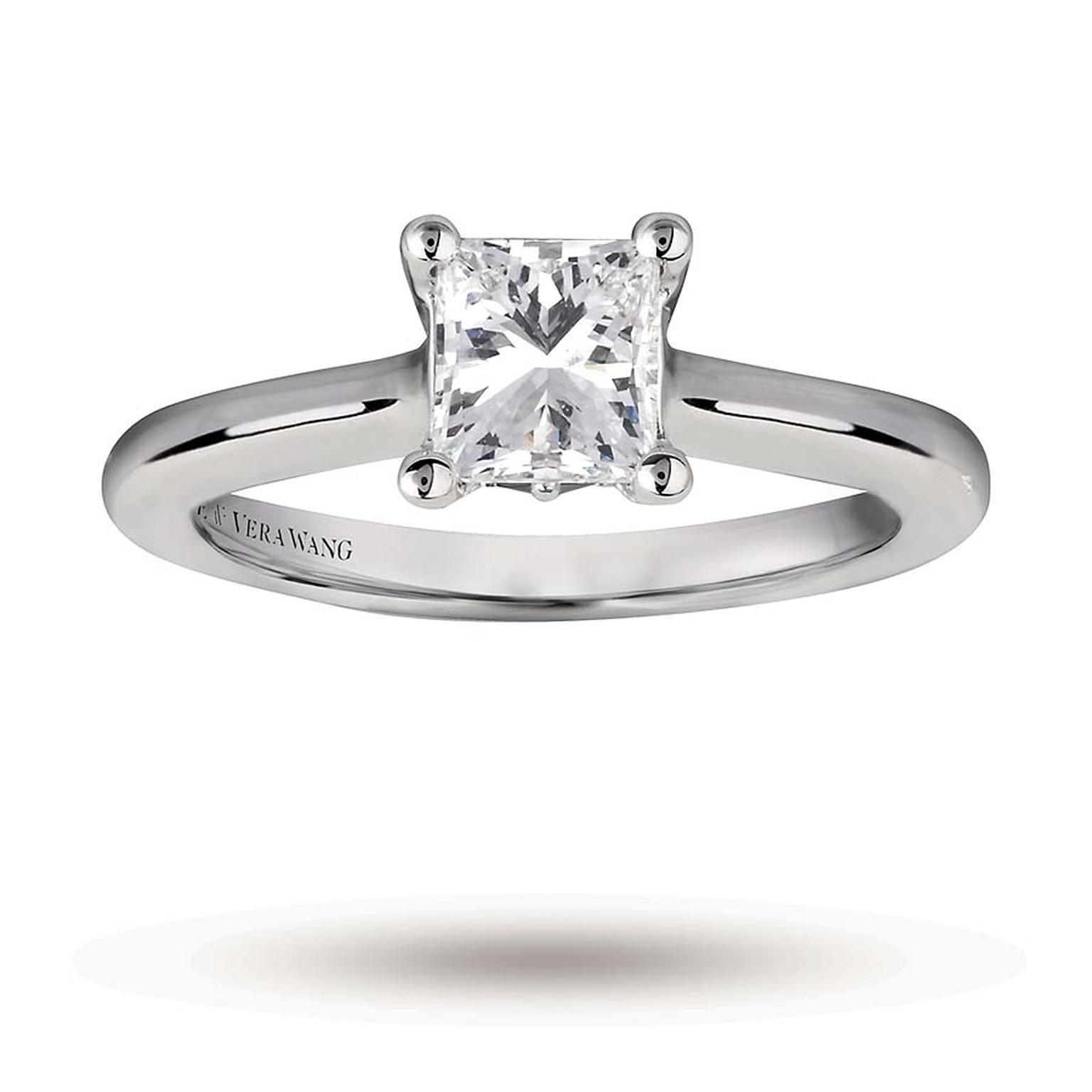 Vera Wang princess-cut diamond engagement ring in white gold (£3,500).