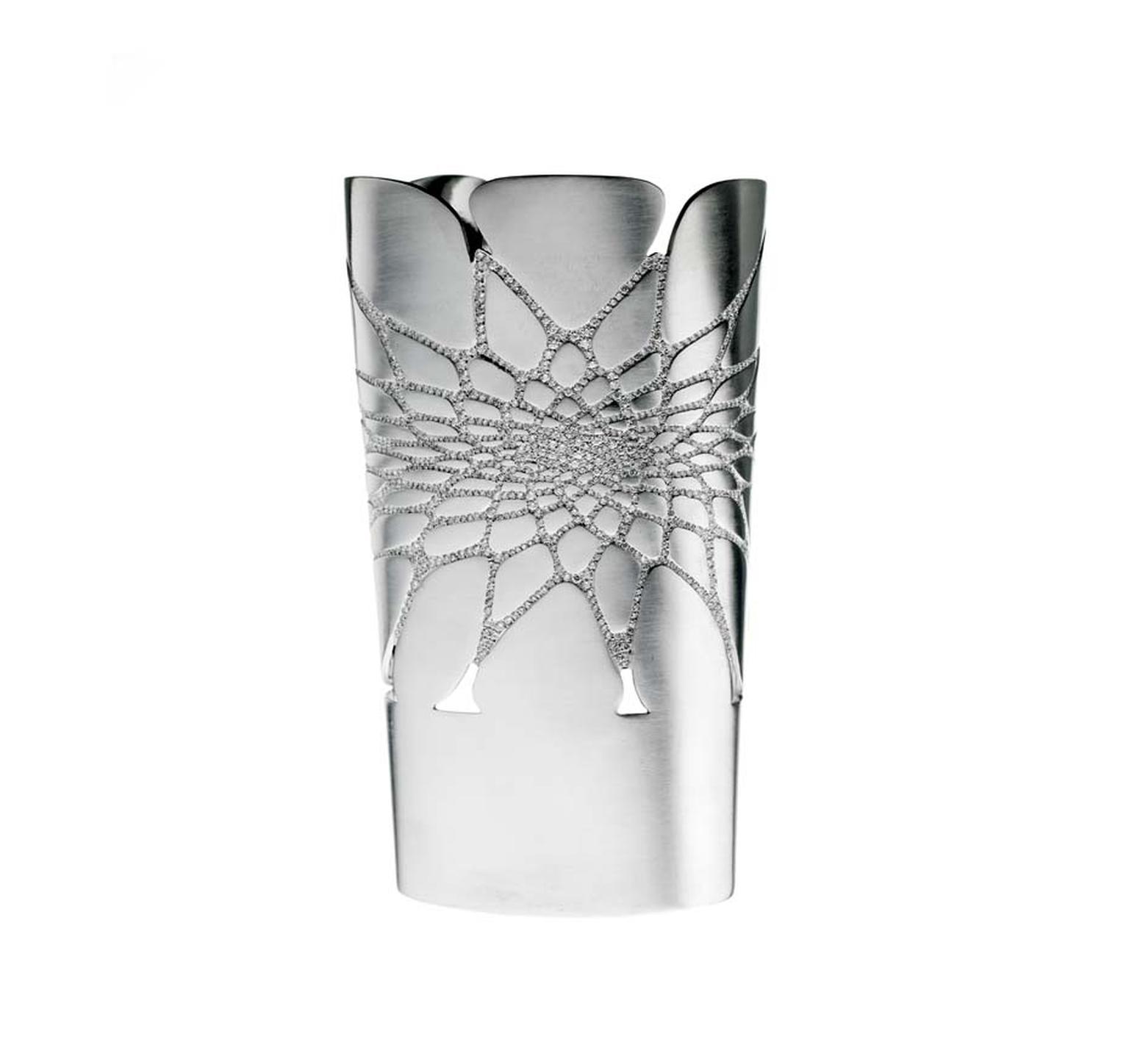 Celebrated international architect Dame Zaha Hadid has collaborated with Lebanese jewellery house Mouzannar to design a white gold cuff set with 1,048 diamonds.