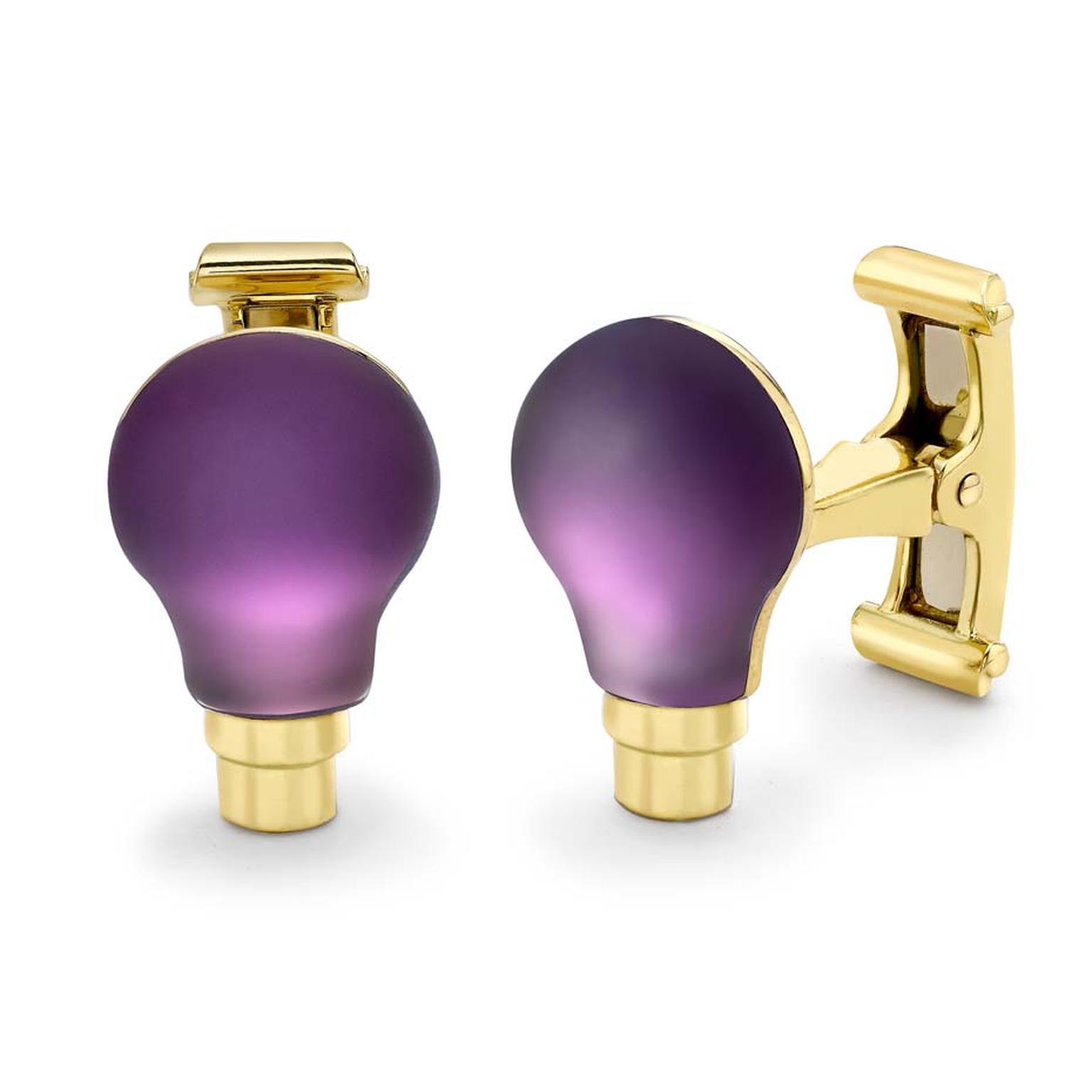 Theo Fennell amethyst cufflinks in the shape of a classic Halogen light bulb (£3,500).