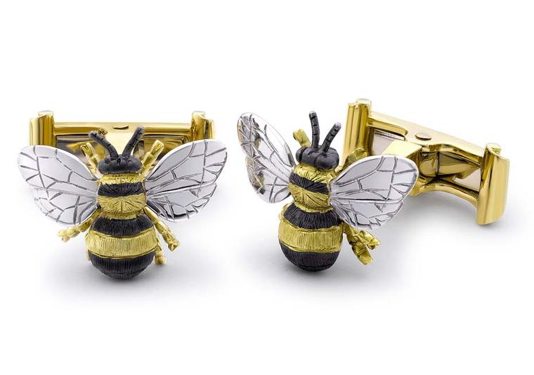 Theo Fennell Bee white and yellow gold cufflinks, finished with black rhodium (£2,750).