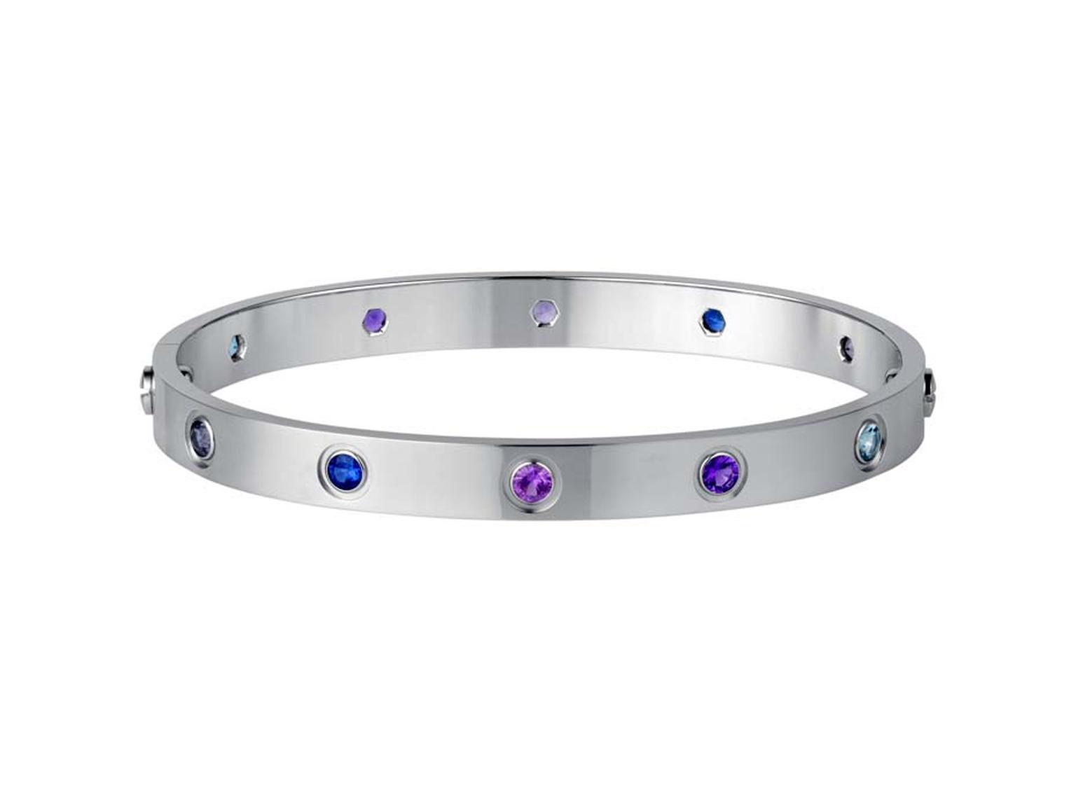 The Cartier LOVE bracelet is a Christmas classic. This version in white gold is dotted with 10 coloured gemstones (£6,250).