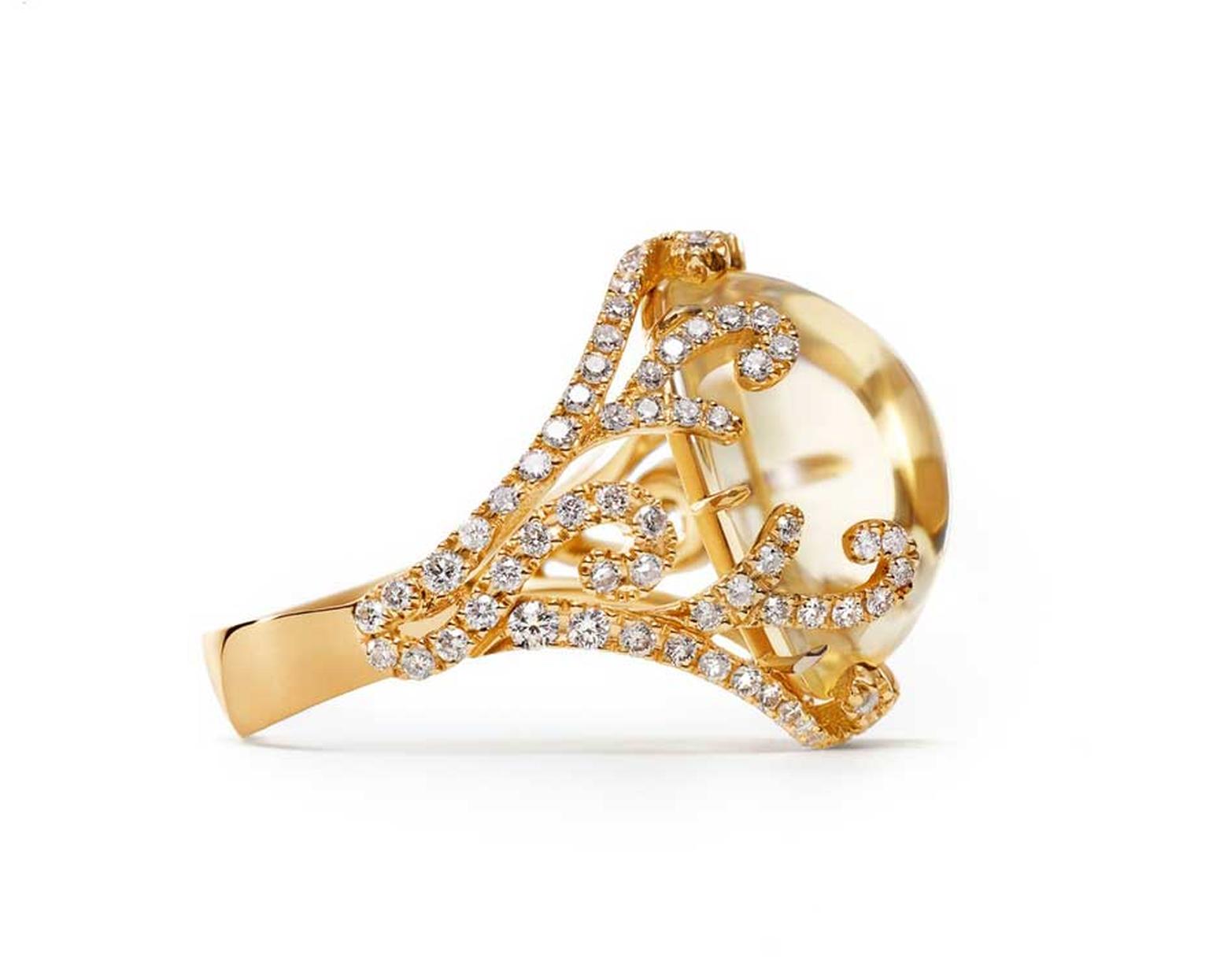 Sarah Ho for William & Son citrine cocktail ring in rose gold