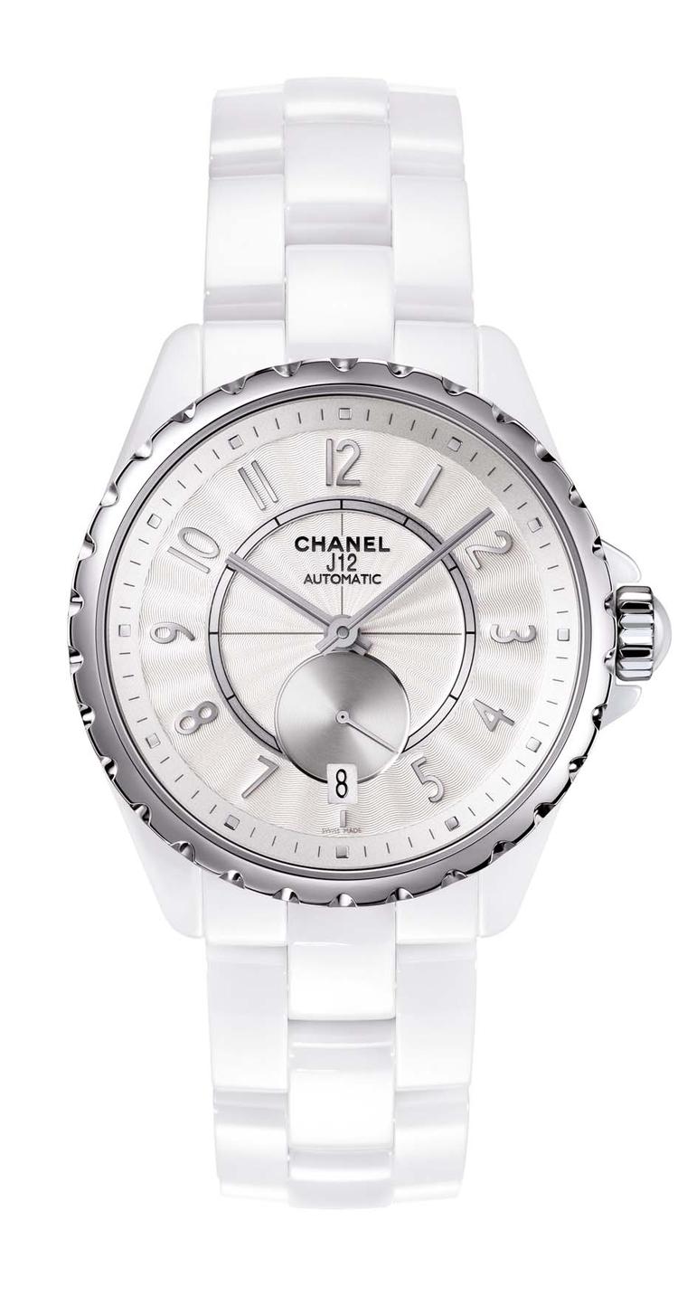 The new Chanel J12-365 watch in high-tech white ceramic, measuring a feminine 36.5mm across (£3,750).