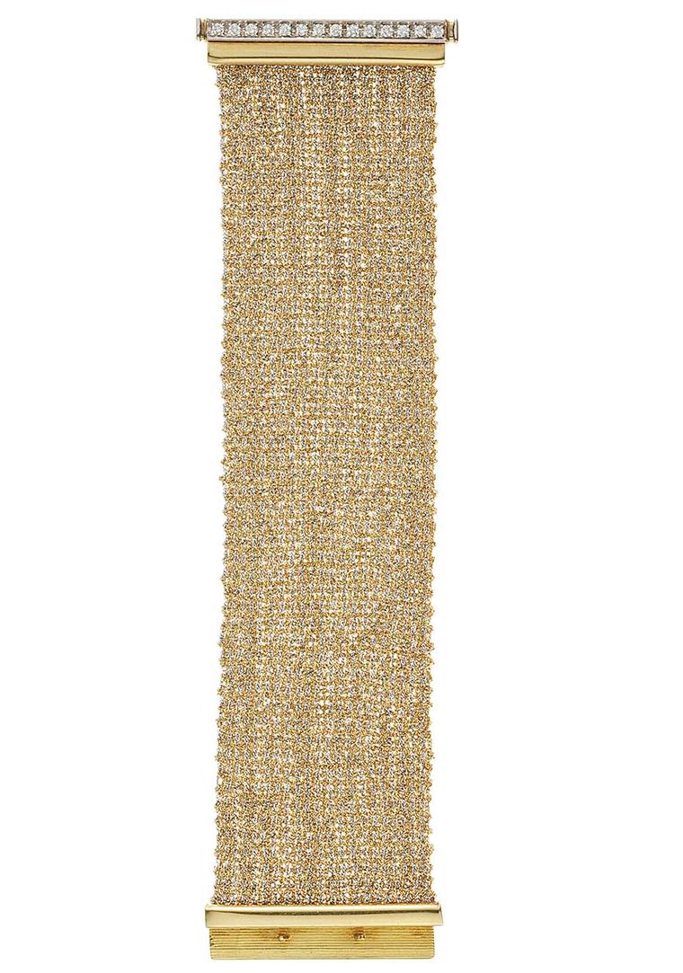 The woven gold Carolina Bucci bracelet was created using centuries-old weaving looms, resulting in incredibly supple woven gold, accentuated with diamonds (£8,815).