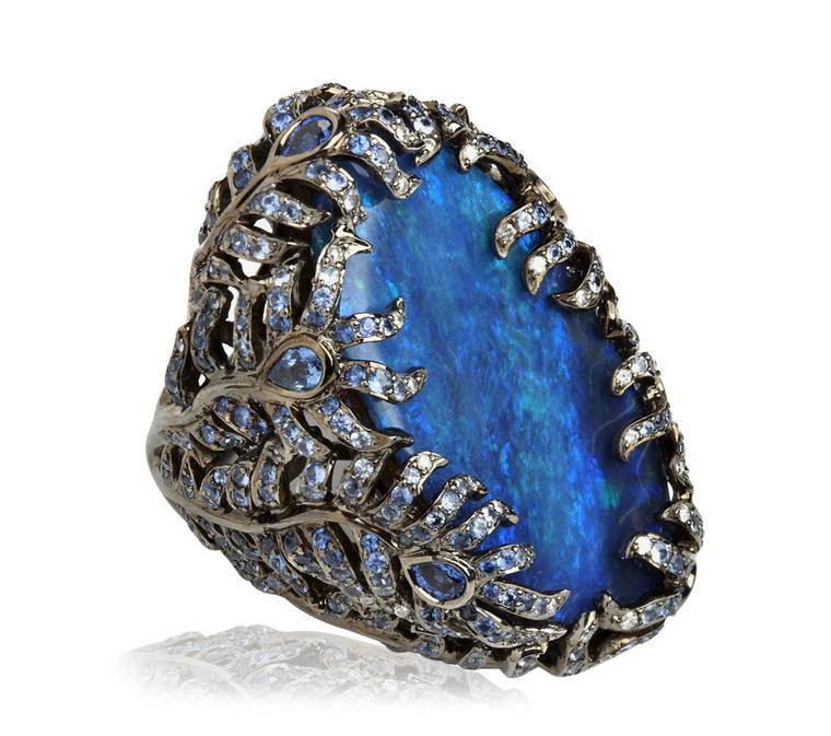 Wendy-Yue-Fantasie-18ct-white-gold--diamond-blue-sapphire-and-opal-Laguna-ring-By-Wendy-Yue-for-Annosuhka