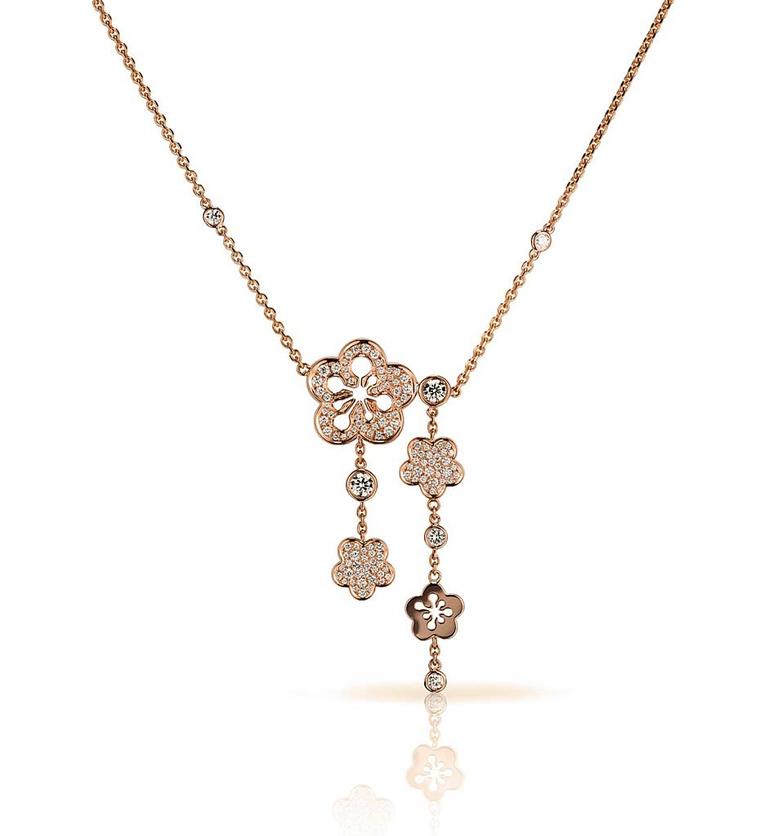 Boodles Blossom necklace in rose gold, set with round brilliant diamonds (£8,000).