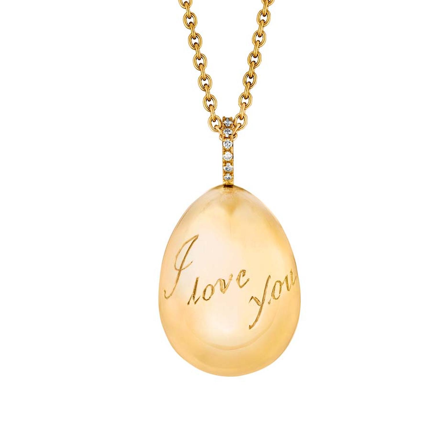 Fabergé egg pendants are available in white, yellow or rose gold, with diamonds. You can choose to personalise your pendant with initials, a date or a message of your choice (£2,815).