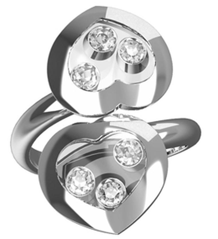 Chopard Happy Diamonds ring with two intertwined hearts in white gold, each holding three mobile diamonds (£2,900).