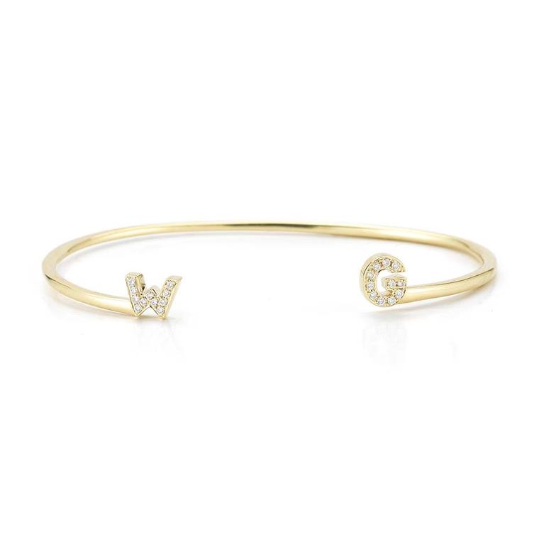 Dana Rebecca customized initial cuff, available in white, yellow or rose gold, from Stone & Strand ($1,650).