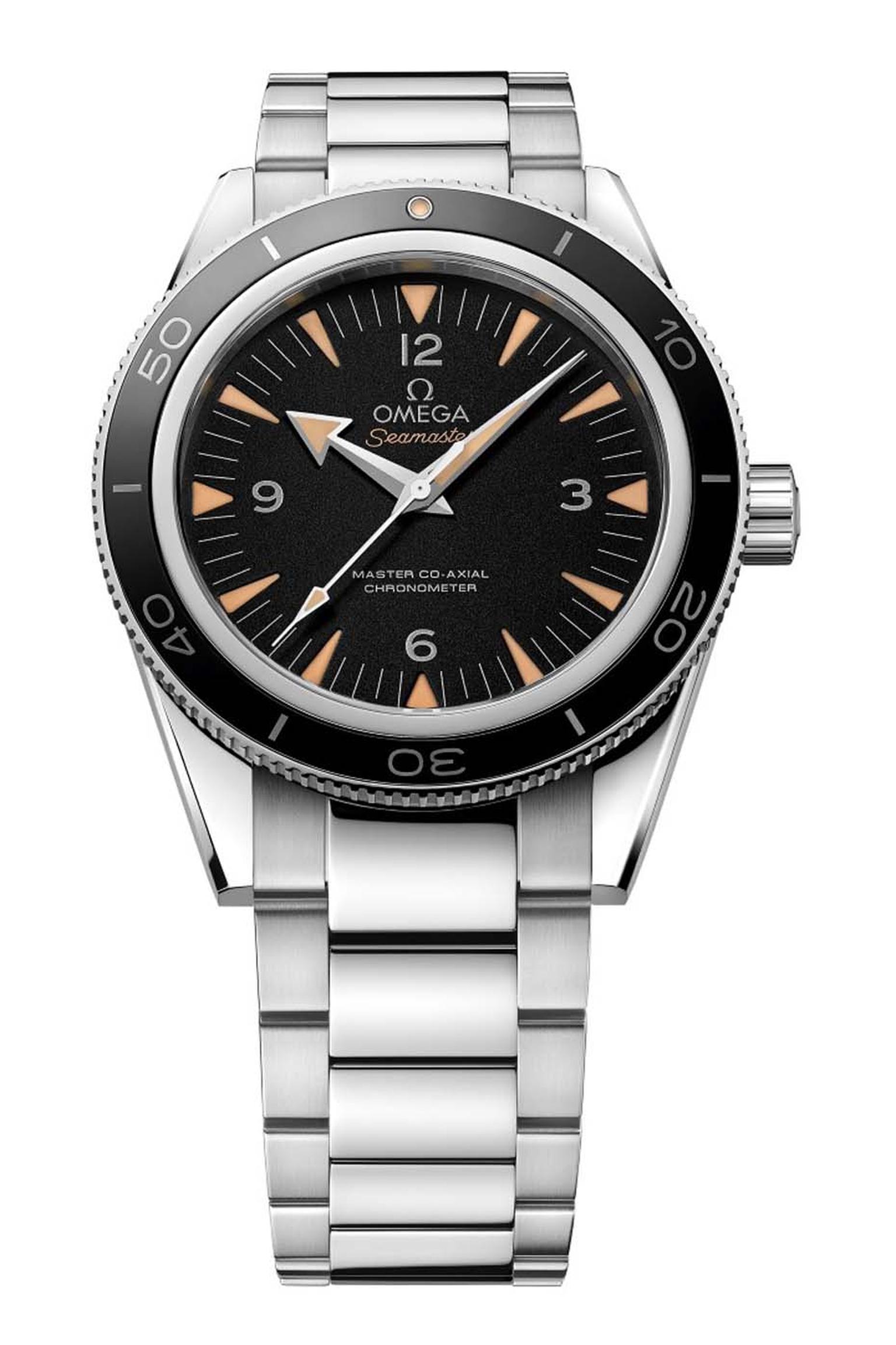 The Omega Seamaster 300 Master Co-Axial 41mm could almost be confused with the original 1957 Seamaster model that marked Omega's plunge in the deep end. Updated with Omega's Co-Axial and anti-magnetic technology, the watch is water-resistant to 300m.