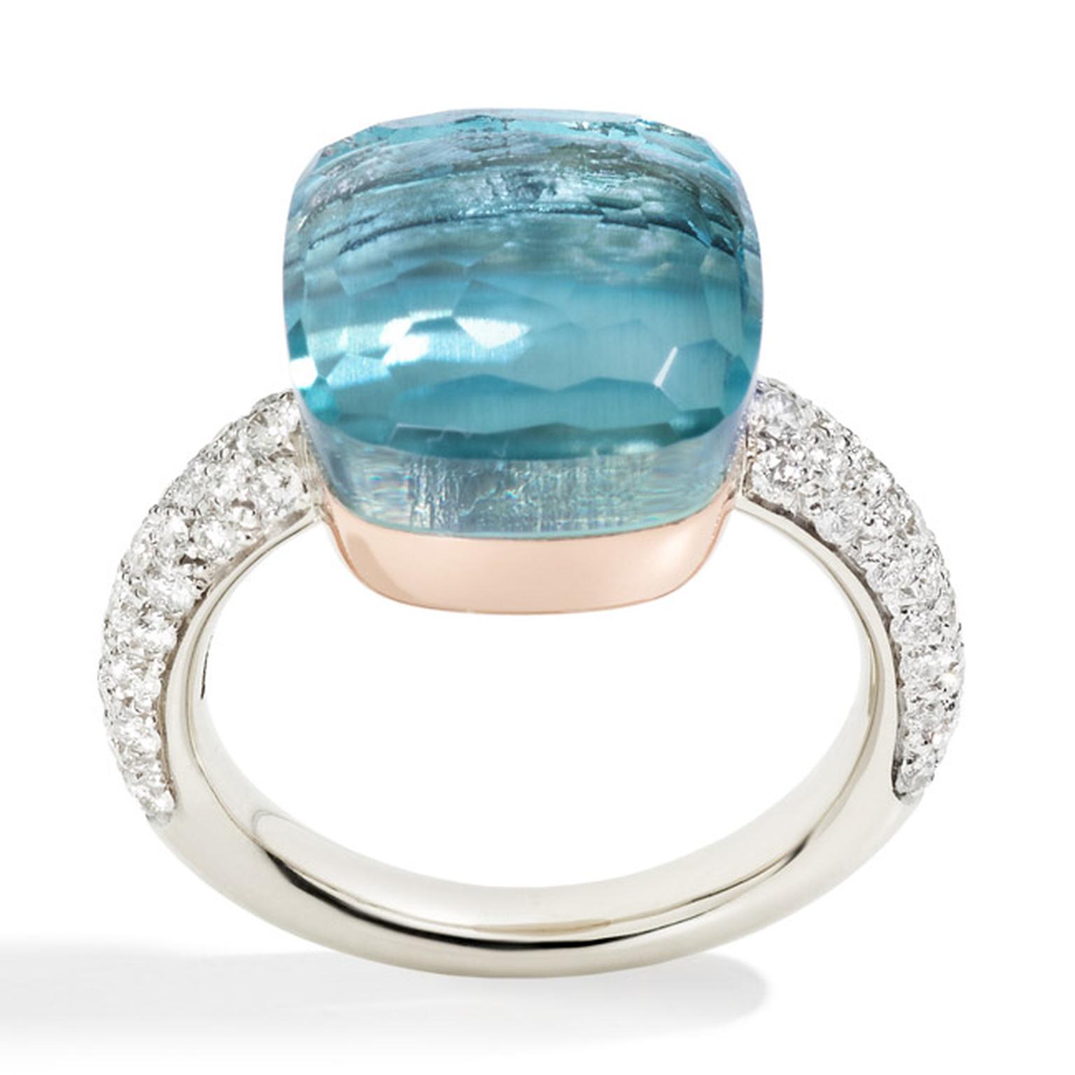 Pomellato Nudo ring with blue topaz and diamonds (£3,980).