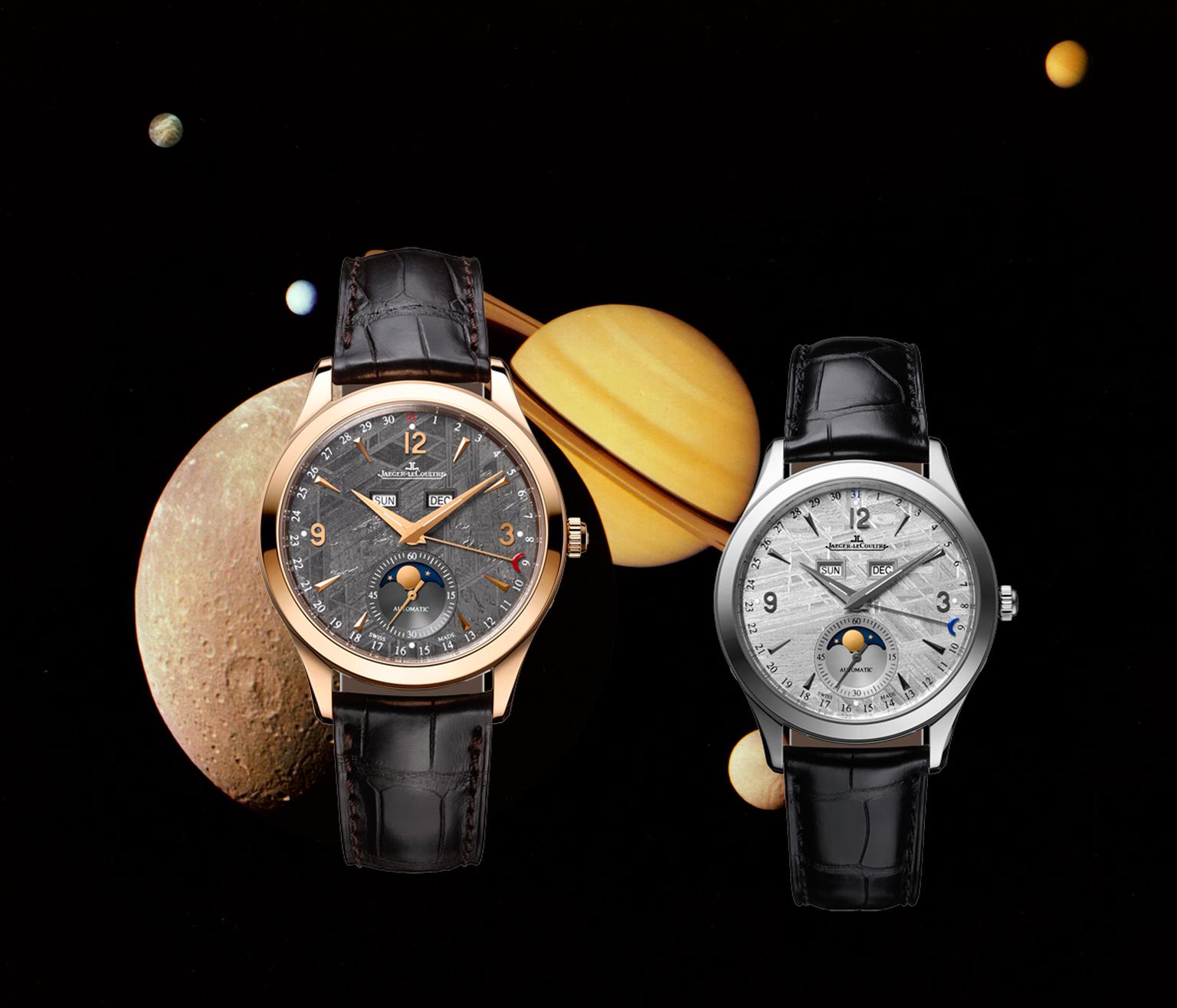 Jaeger-LeCoultre watches kicks off the watch season with a timepiece that is literally from outer space. Its classic Master Calendar watch sports a 100-million-year-old dial sliced from a single block of meteorite that was discovered in Sweden.
