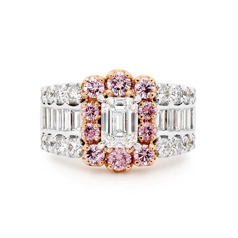 Linneys white and pink diamond ring in white and rose gold.