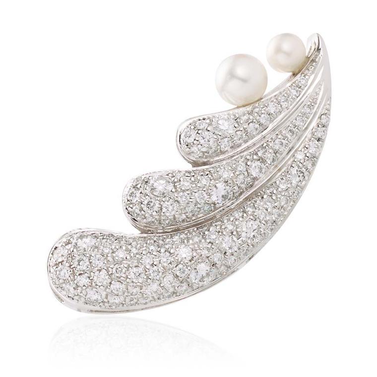 Nicholas Lieou Cosmos earrings with diamonds and pearls.