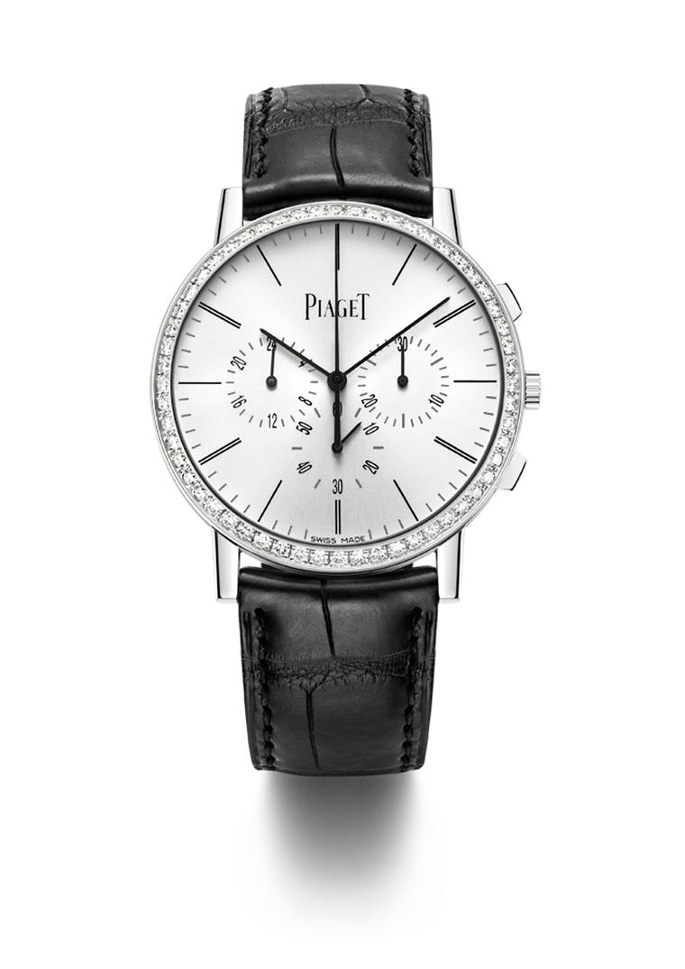 The Piaget Altiplano Chronograph will also be available in a white gold model set with 56 brilliant-cut diamonds on the bezel.