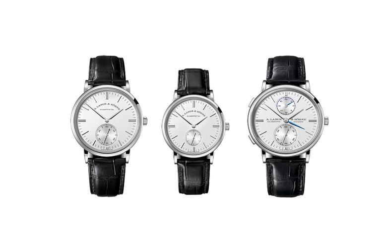 All three models of the Saxonia family are available in rose or white gold cases.