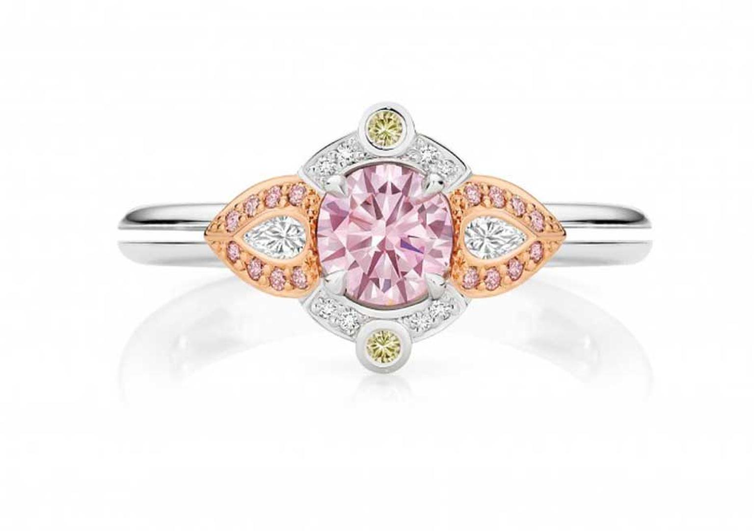 Calleija Valentia pink diamond engagement ring, set with a 0.53ct Purplish Pink Argyle pink diamond.