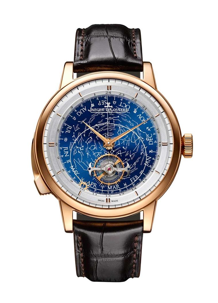Jaeger-LeCoultre Master Grande Tradition Grande Complication watch boasts three complications: a flying tourbillon orbiting the dial in sidereal time, a calendar with day, month and Zodiac symbol, and a minute repeater to boot.