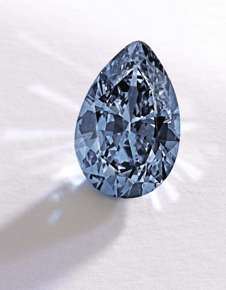 This rare 9.74ct Fancy Vivid blue diamond, known as the Zoe diamond, was sold for $32.6m by Sotheby’s in November 2014.