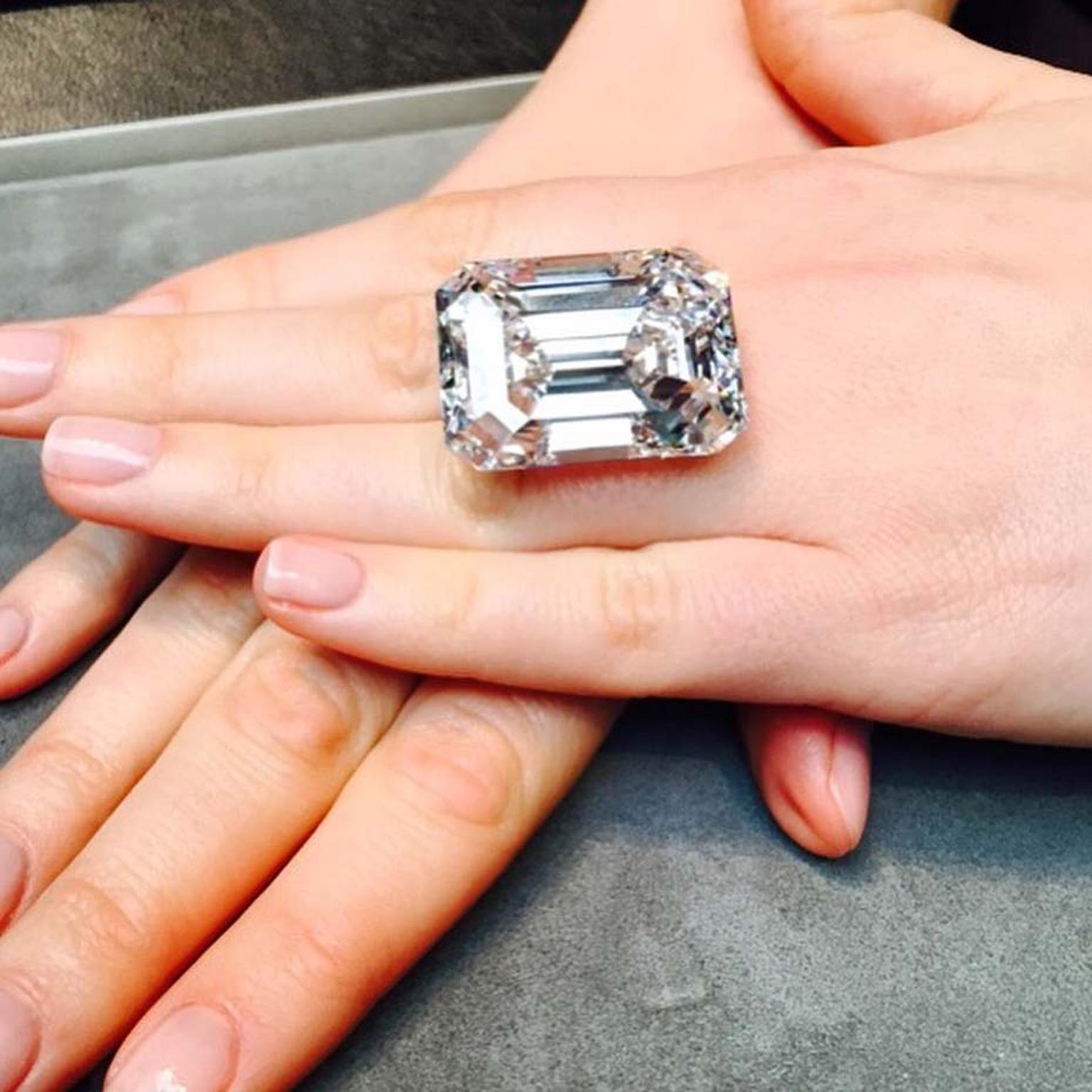 A diamond of these proportions in this shape is so rare that it is, in fact, the largest emerald-cut diamond ever to be offered at auction, with an estimate of $19-25 million, making each carat valued at $190,000.
