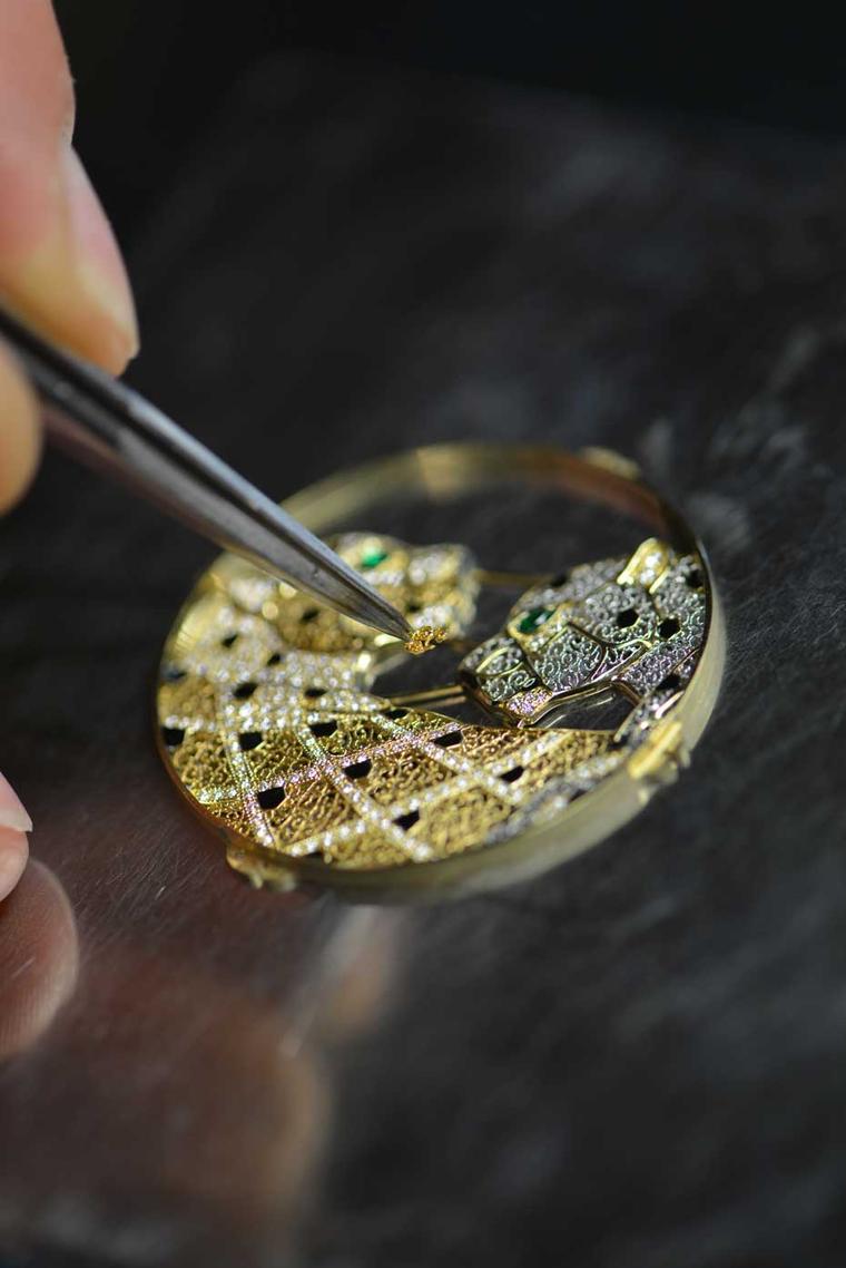 It took craftsmen at Cartier more than a month of work to create this lacework watch.