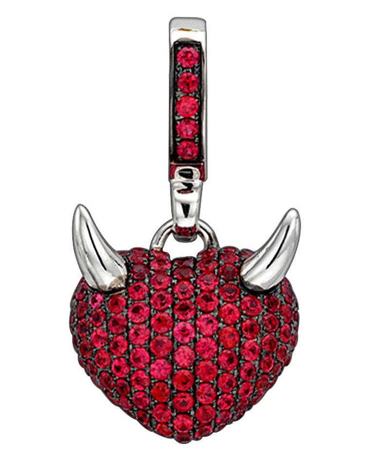 The Theo Fennell Art Devil white gold pendant charm is set with 1.75ct pavé rubies. £2,650.
