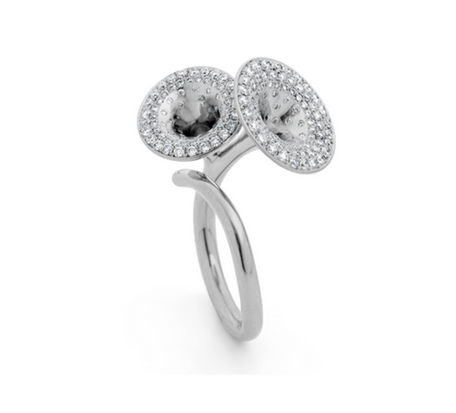 Jessica Poole Double Jubilee Dress ring in white gold, micro pavé set with 1.05ct diamonds.