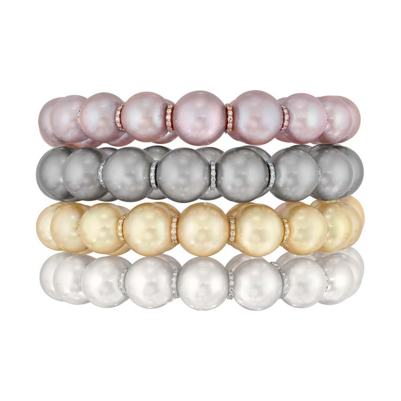 Chanel Perles Swing bracelet from the Les Perles de Chanel collection, set with brilliant-cut diamonds, 32 South Sea cultured pearls, 15 Tahitian cultured pearls and 17 freshwater cultured pearls.
