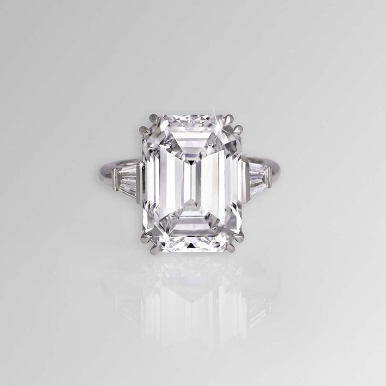 Emerald cut diamond rings images