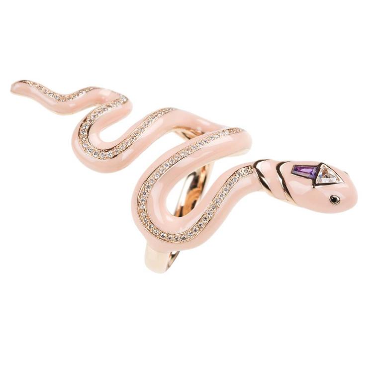 Named after the Greek mythical character Medusa - a mermaid with snakes in her hair - Nikos Koulis's new collection of snake rings are decorated with enamel and precious gemstones.