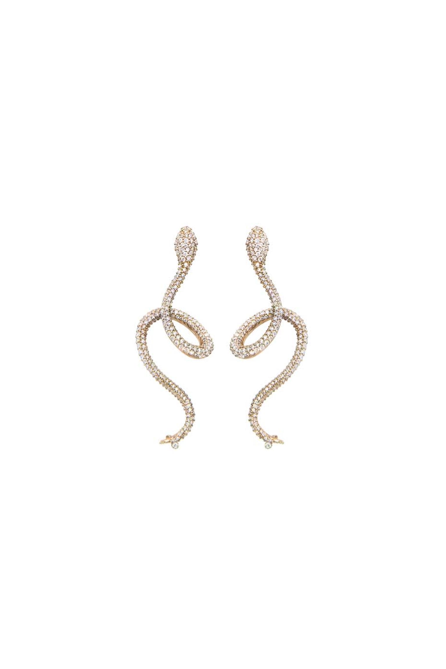 Ole Lynggaard snake earrings in 18ct yellow gold with diamonds.