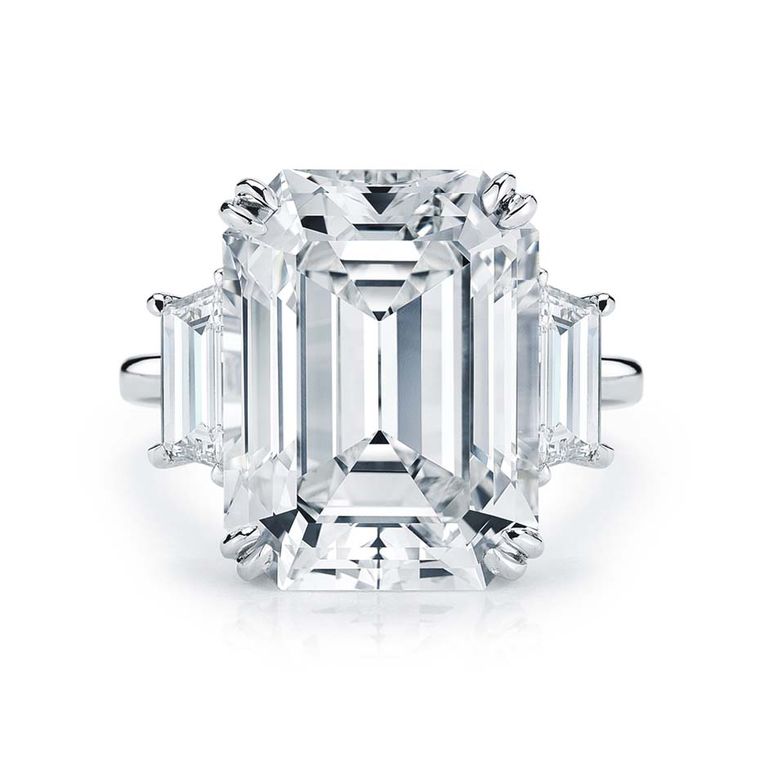 Emerald cut diamond rings images
