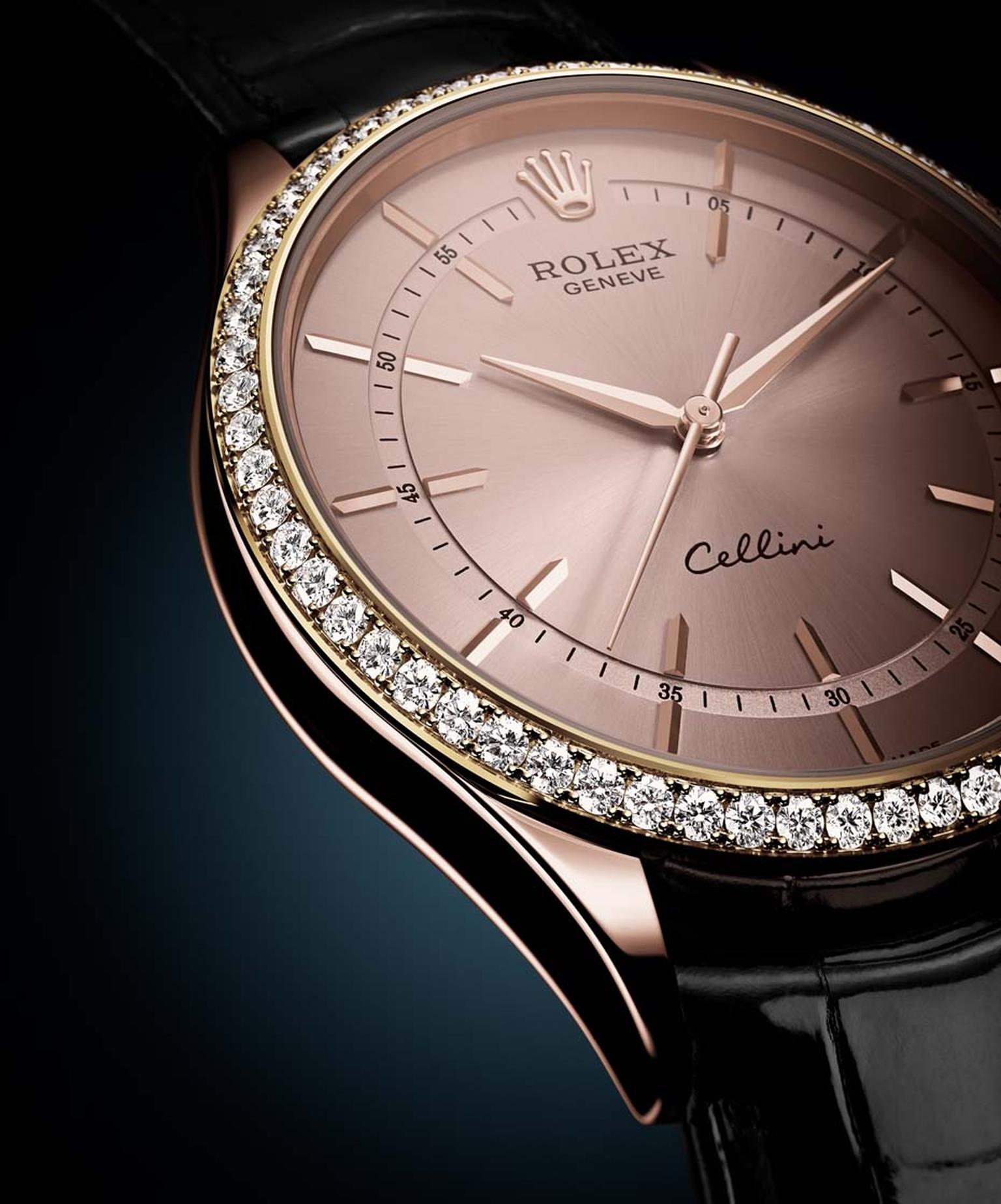 Rolex_Cellini Timeless collection_Rose gold case and dial diamonds black alligator strap.jpg