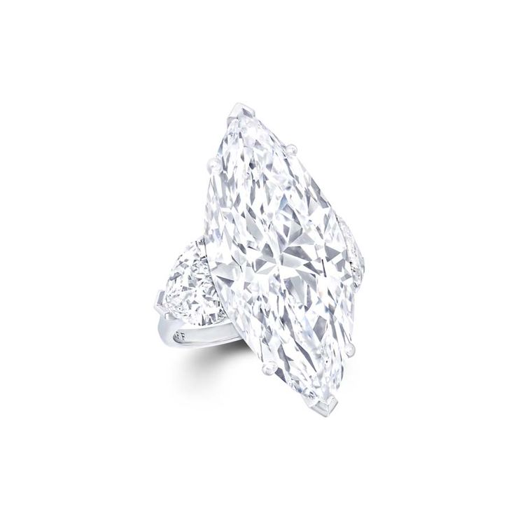 Marquise diamond ring with trillions