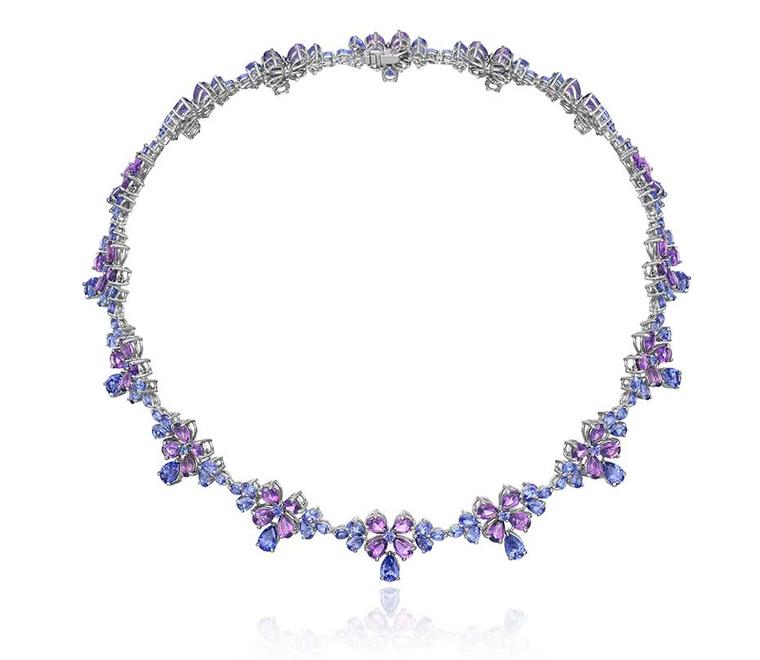 Chopard Temptations high jewellery floral tanzanite necklace.